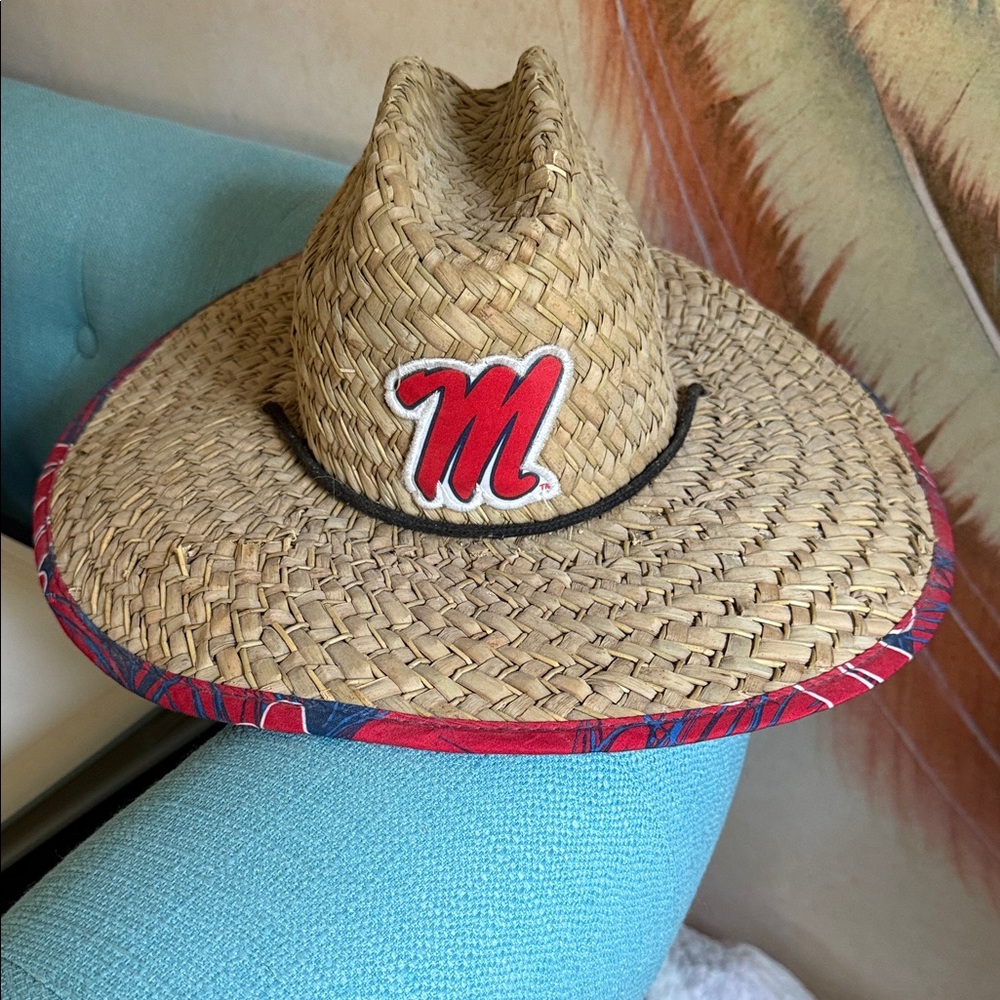Ole Miss Woven Straw Hat with pull string